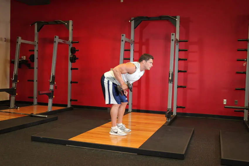 Standing Bent-Over One-Arm Dumbbell Triceps Extension exercise