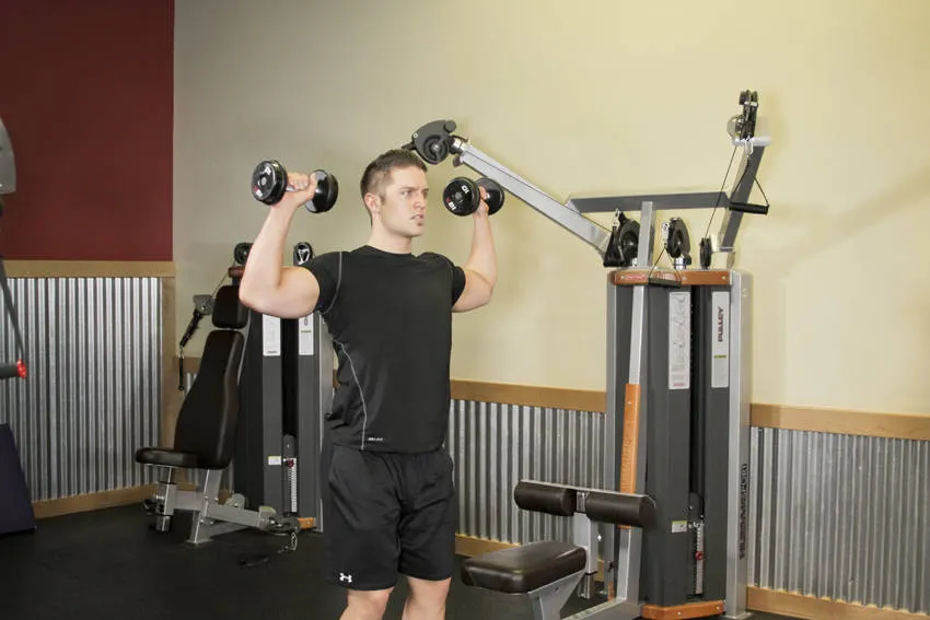 Standing Dumbbell Press — starting position