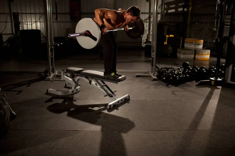 Straight Bar Bench Mid Rows — end position