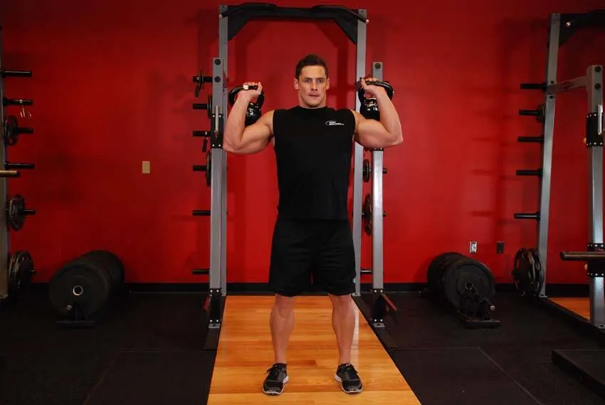 Two-Arm Kettlebell Military Press — starting position