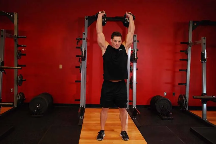 Two-Arm Kettlebell Military Press — end position