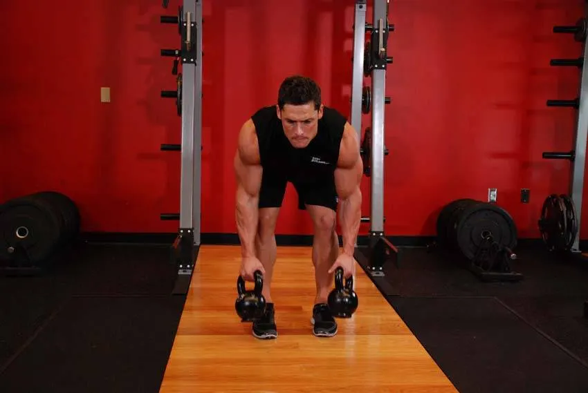 Two-Arm Kettlebell Row exercise
