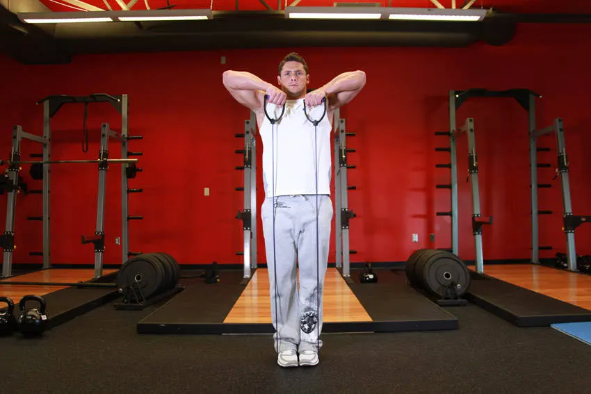 Upright Row - With Bands — end position