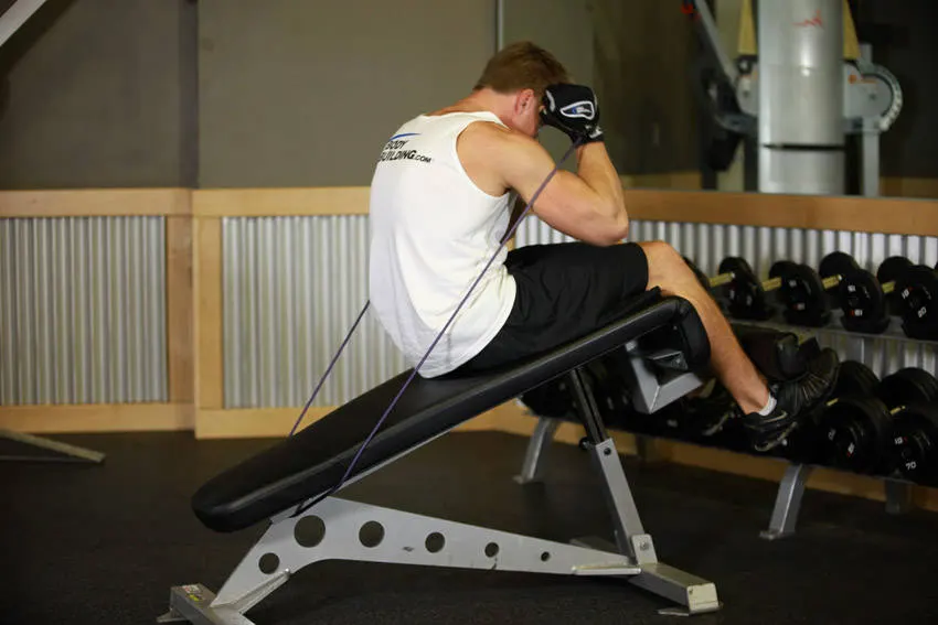 Weighted Sit-Ups - With Bands — end position