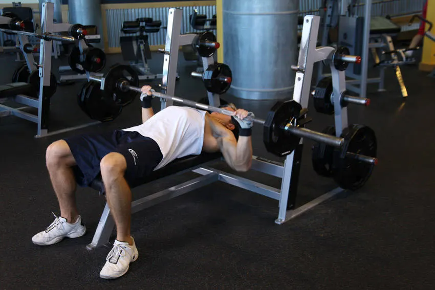 Wide-Grip Barbell Bench Press — end position