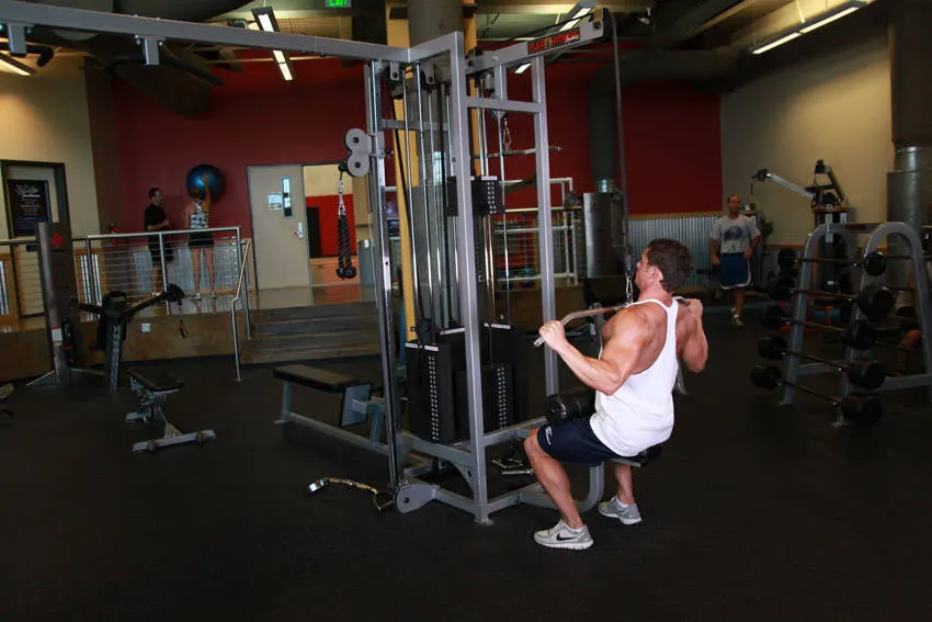 Wide-Grip Lat Pulldown — end position