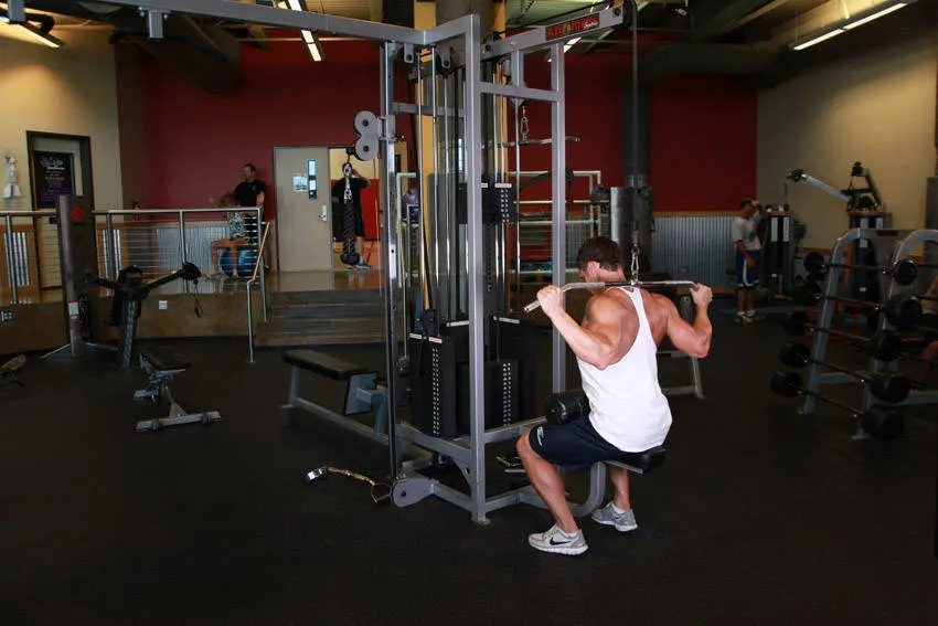 Wide-Grip Pulldown Behind The Neck exercise