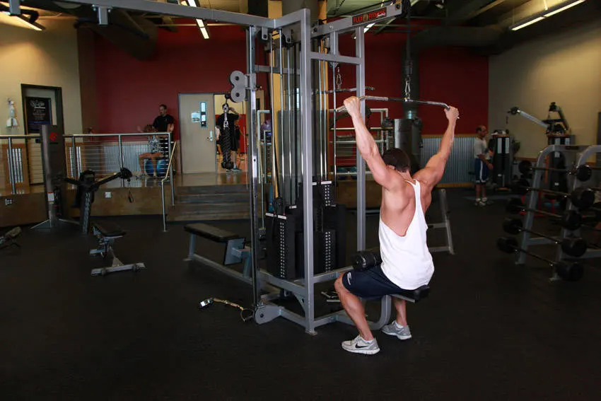 Wide-Grip Pulldown Behind The Neck — end position