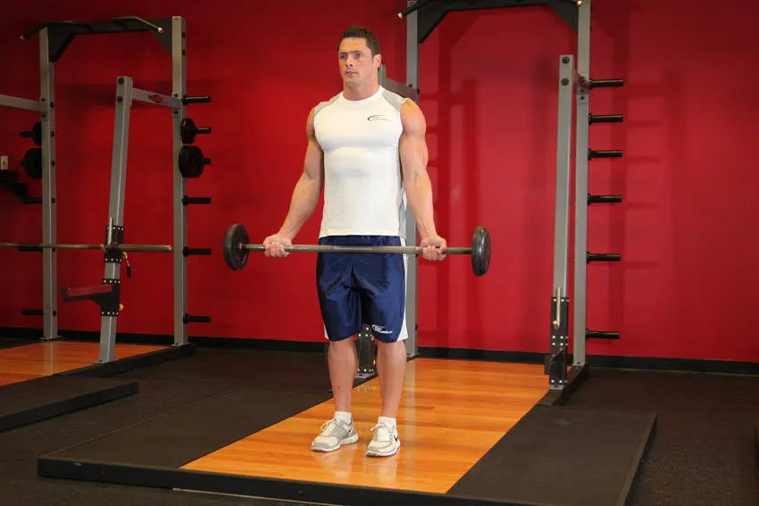 Wide-Grip Standing Barbell Curl exercise